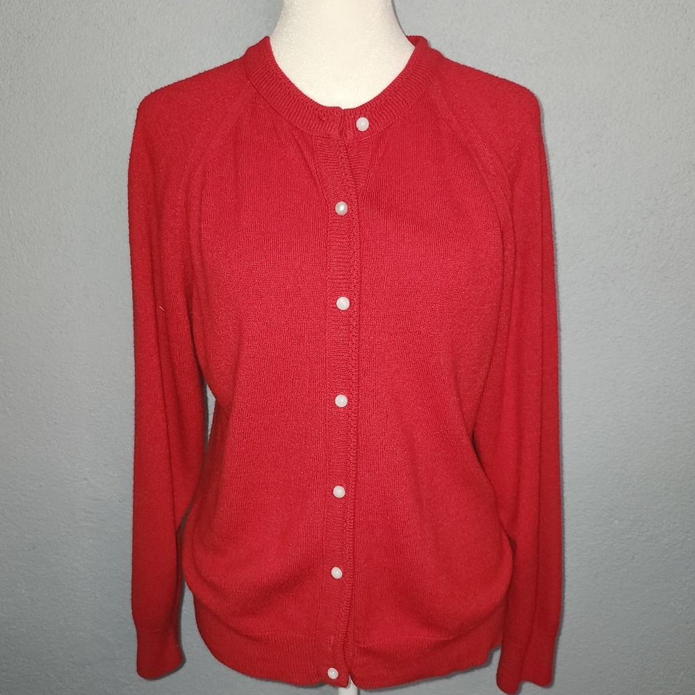 Designers Originals Red Button-Front Women’s Cardigan